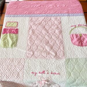 Patchwork Doll Theme Quilt by Cynthia Rowley, Cotton Twin Pink Size 86” x 68”